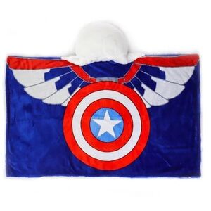 Marvel Superhero Hooded Blanket - Blue, White, and Red